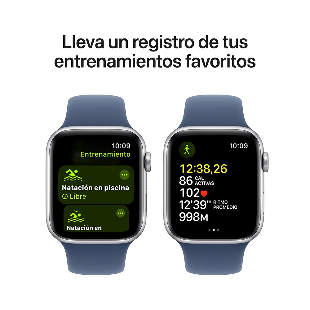 Apple Watch SE GPS • Caja de aluminio color plata de 44 mm • Correa deportiva azul denim - S/M - Image 6