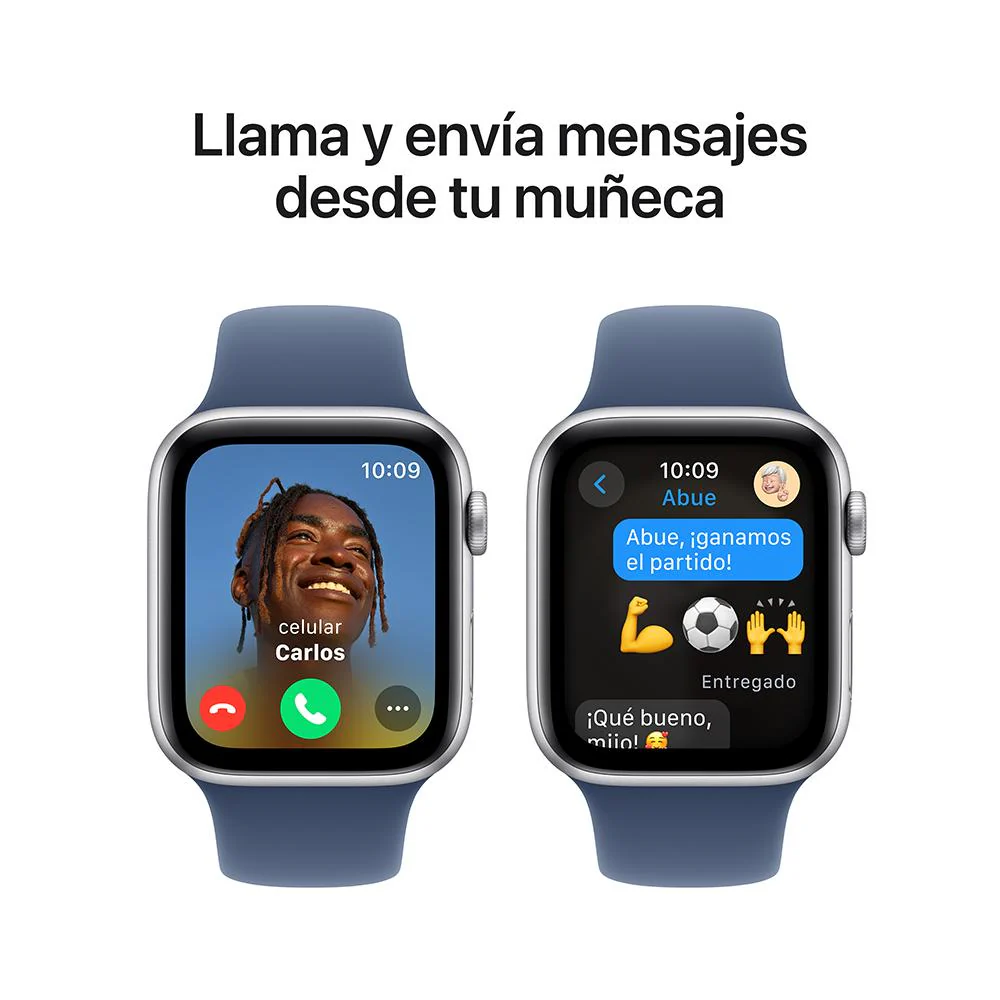 Apple Watch SE GPS • Caja de aluminio color plata de 44 mm • Correa deportiva azul denim - M/L - Image 4