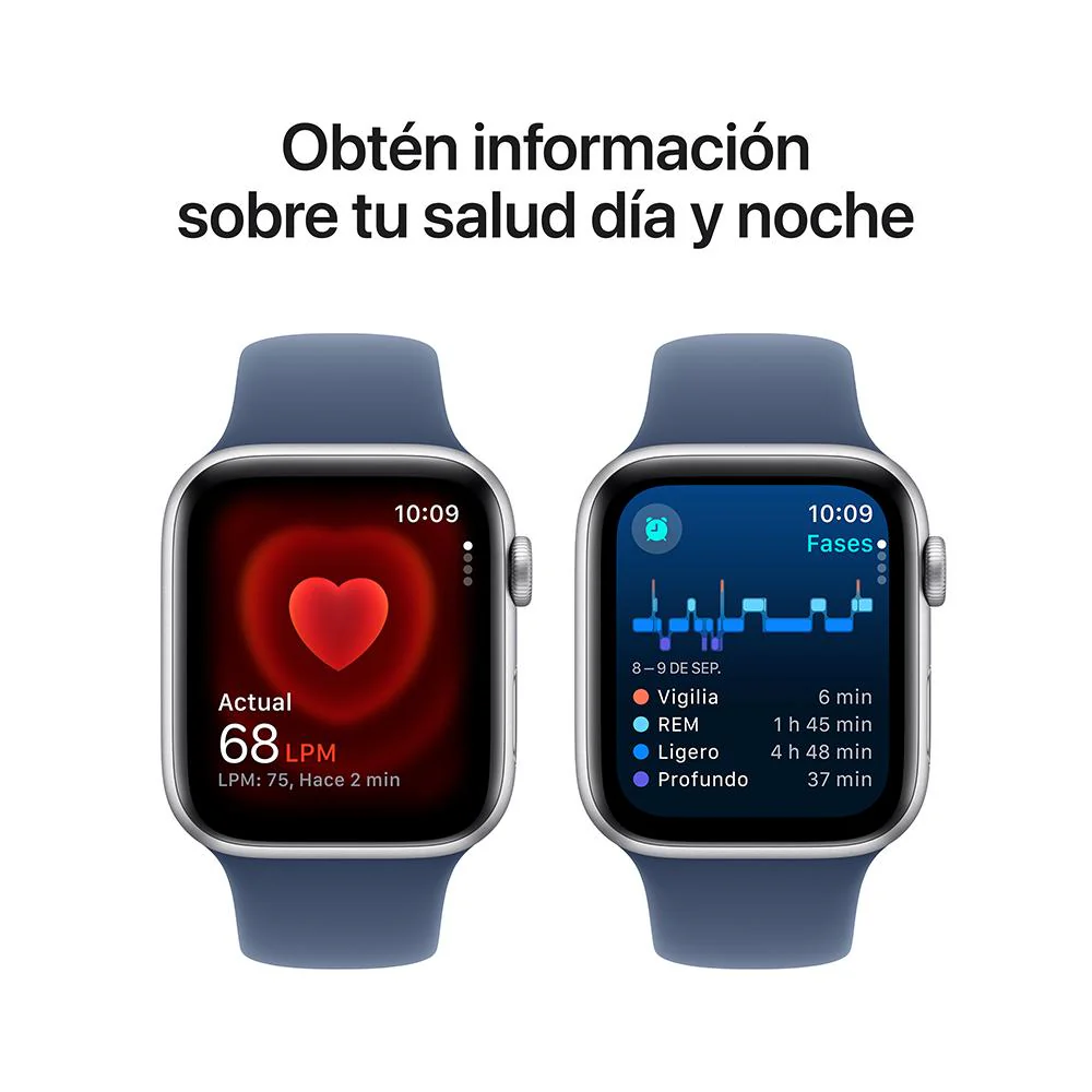 Apple Watch SE GPS • Caja de aluminio color plata de 44 mm • Correa deportiva azul denim - M/L - Image 5
