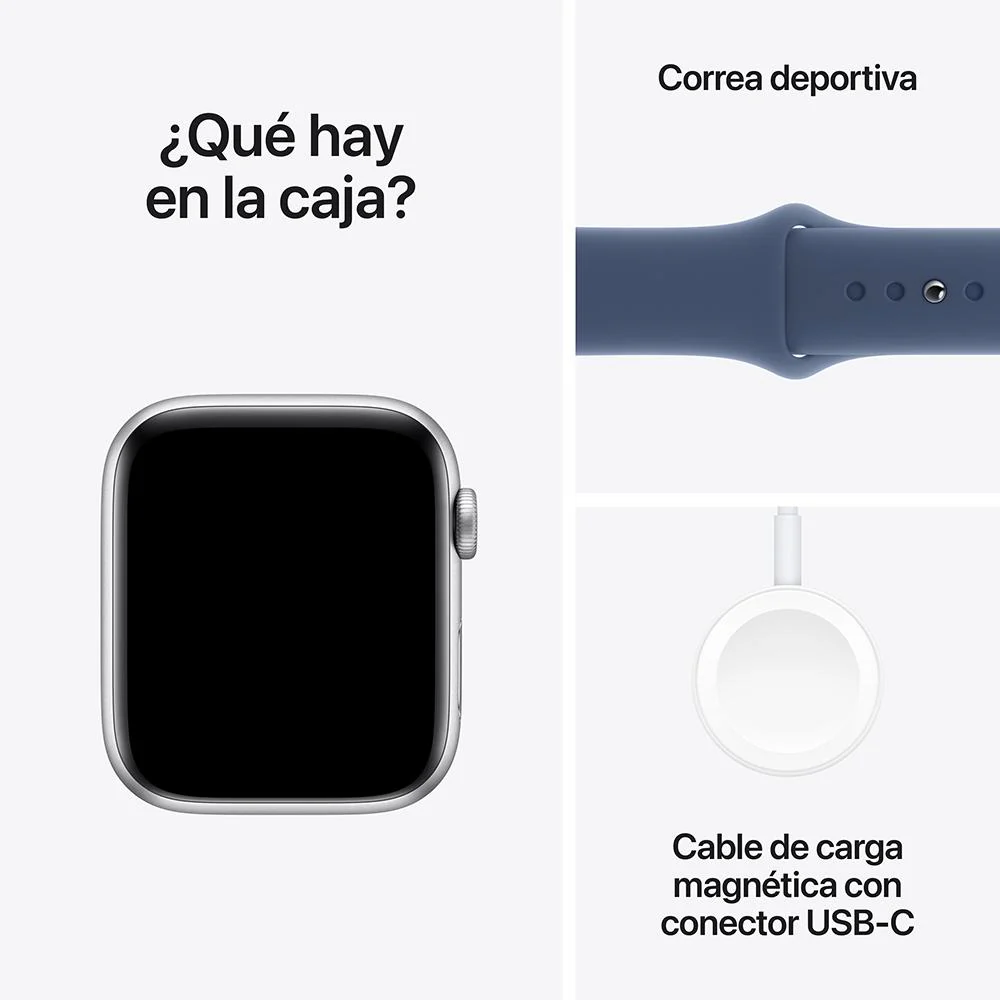 Apple Watch SE GPS • Caja de aluminio color plata de 44 mm • Correa deportiva azul denim - M/L - Image 7