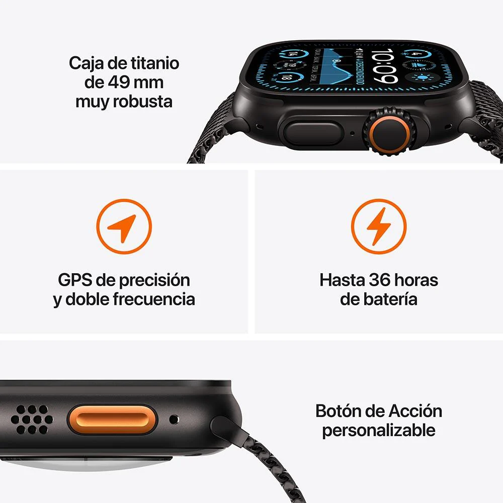 Apple Watch Ultra 2 GPS + Cellular • Caja de titanio natural de 49 mm • Correa Trail azul - M/L - Image 3