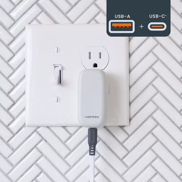 ADAPTADOR VENTEV DE PARED 27W 2 PUERTOS USB-A / USB-C WHITE - Image 3