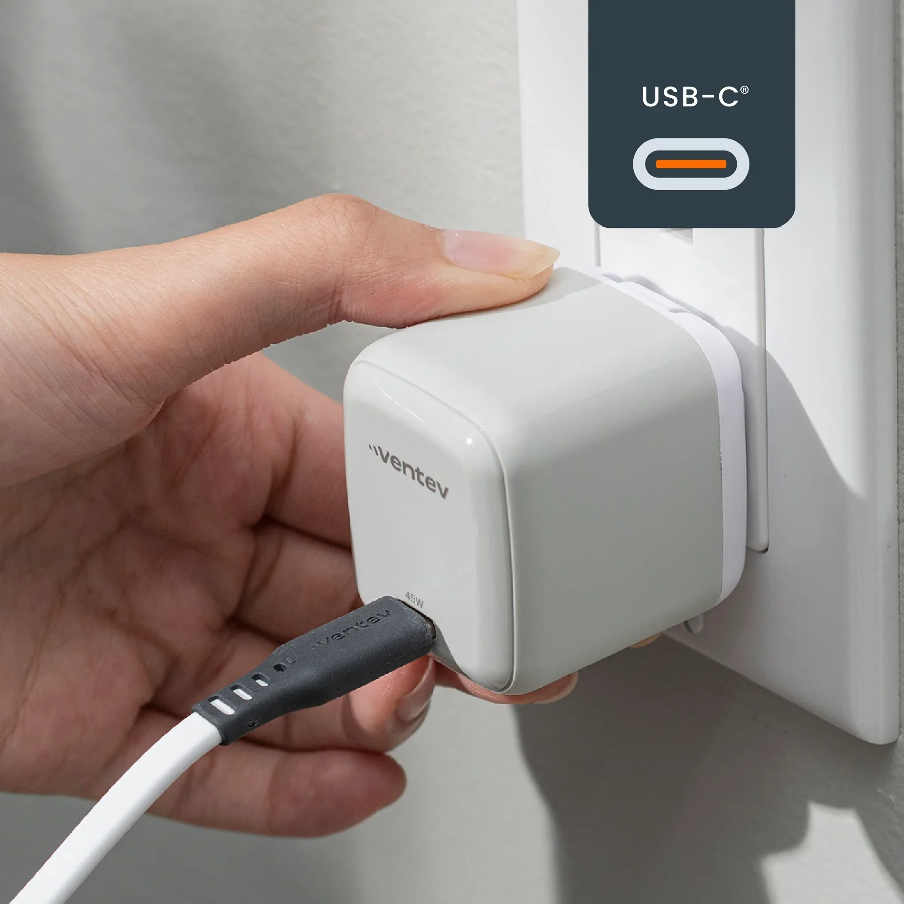 ADAPTADOR VENTEV DE PARED 45W + CABLE DE CARGA 240W USB-C - Image 2