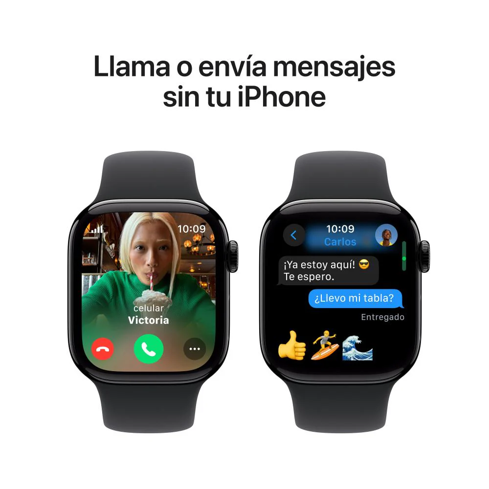 Apple Watch Series 10 GPS + Cellular • Caja de aluminio negro azabache de 42 mm • Correa deportiva negra - S/M - Image 7