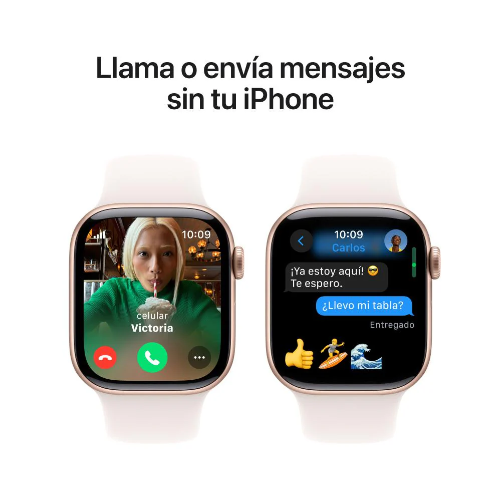 Apple Watch Series 10 GPS + Cellular • Caja de aluminio color oro rosa de 42 mm • Correa deportiva rosa rubor - S/M - Image 7