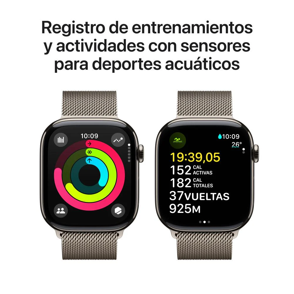 Apple Watch Series 10 GPS + Cellular • Caja de titanio natural de 46 mm • Correa estilo milanés color natural - S/M - Image 4