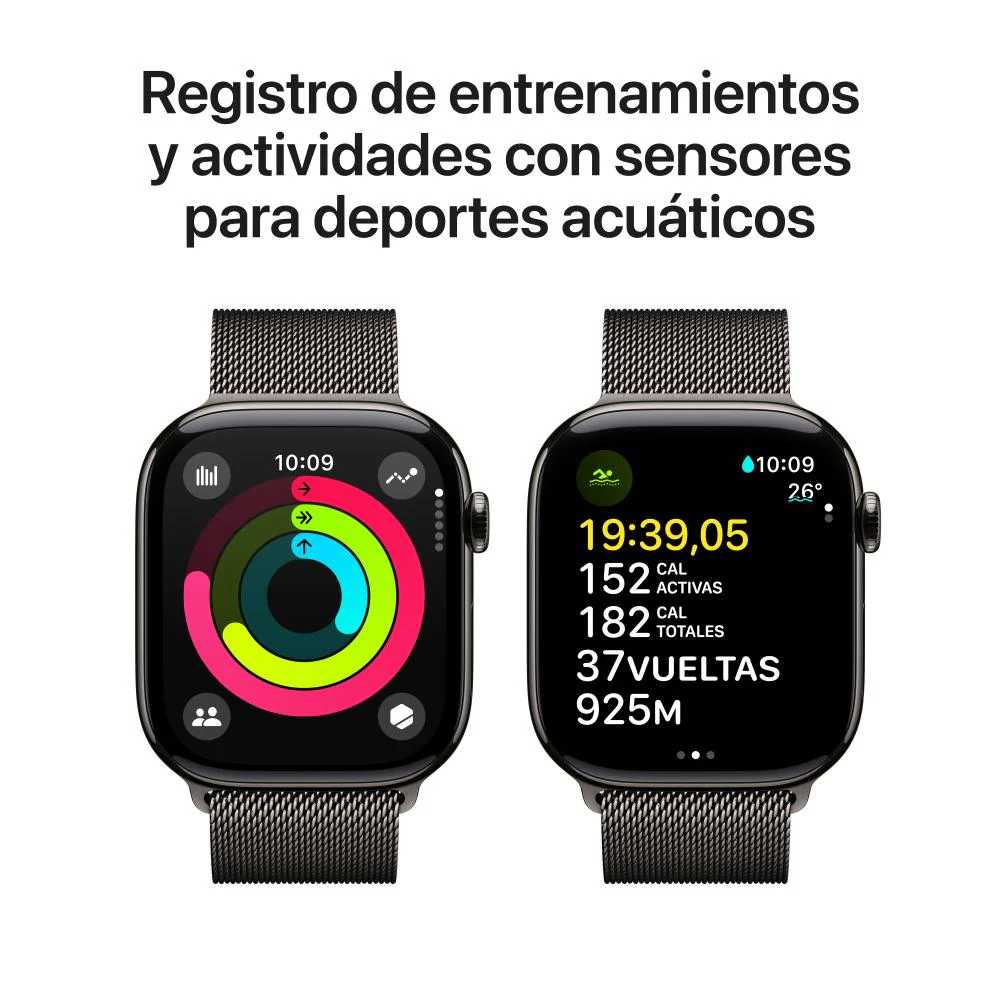 Apple Watch Series 10 GPS + Cellular • Caja de titanio color pizarra de 46 mm • Correa estilo milanés color pizarra - S/M - Image 4
