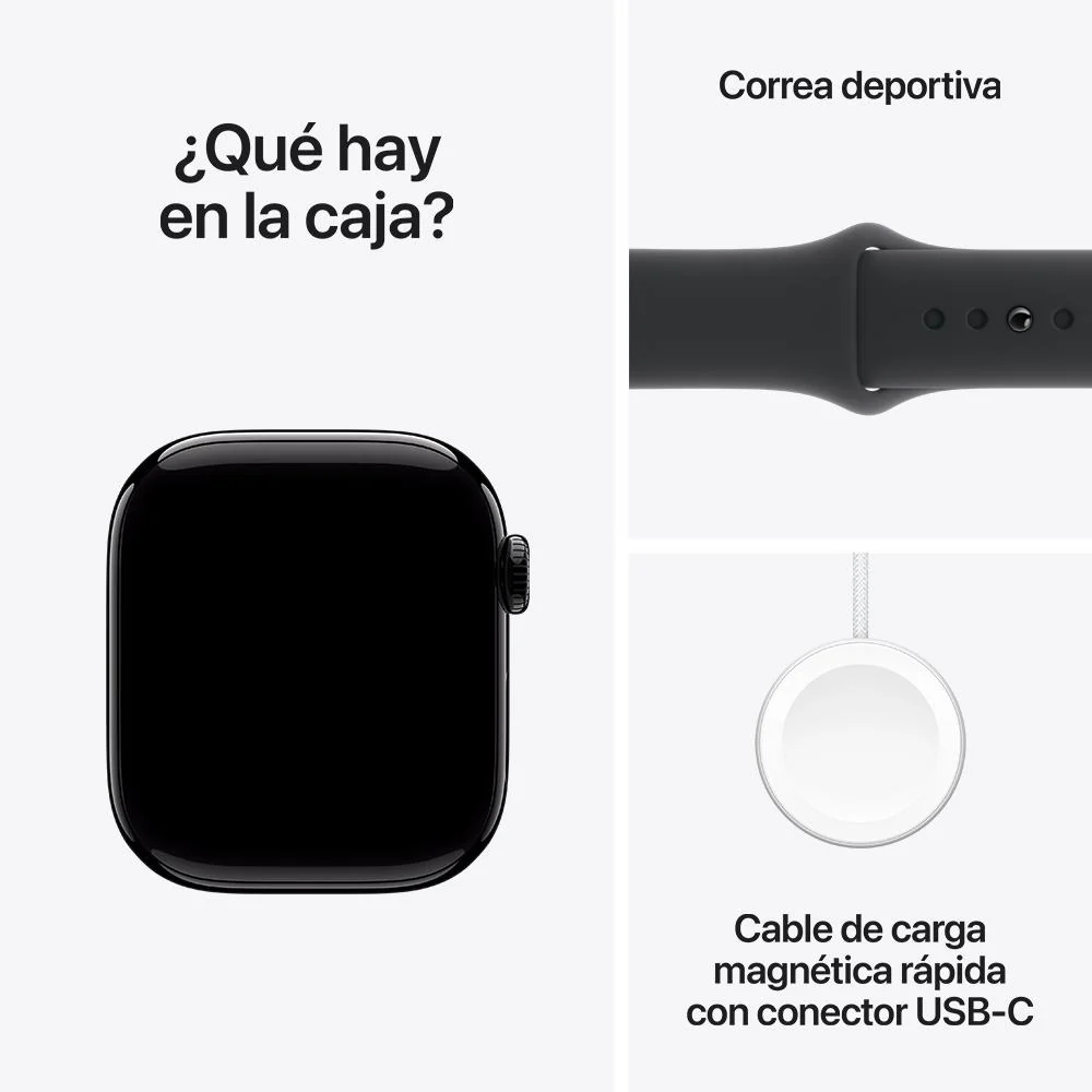 Apple Watch Series 10 GPS • Caja de aluminio negro azabache de 42 mm • Correa deportiva negra - S/M - Image 9