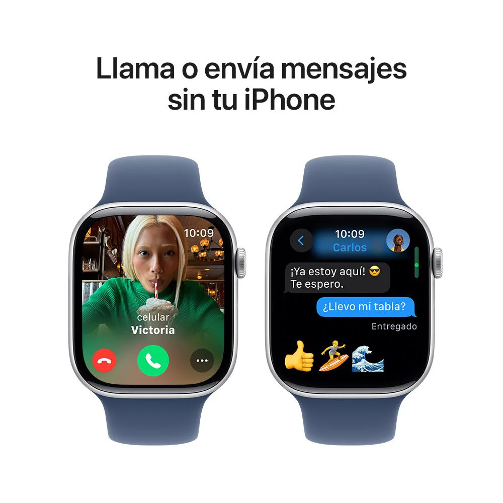 Apple Watch Series 10 GPS • Caja de aluminio color plata de 46 mm • Correa deportiva azul denim - S/M - Image 7