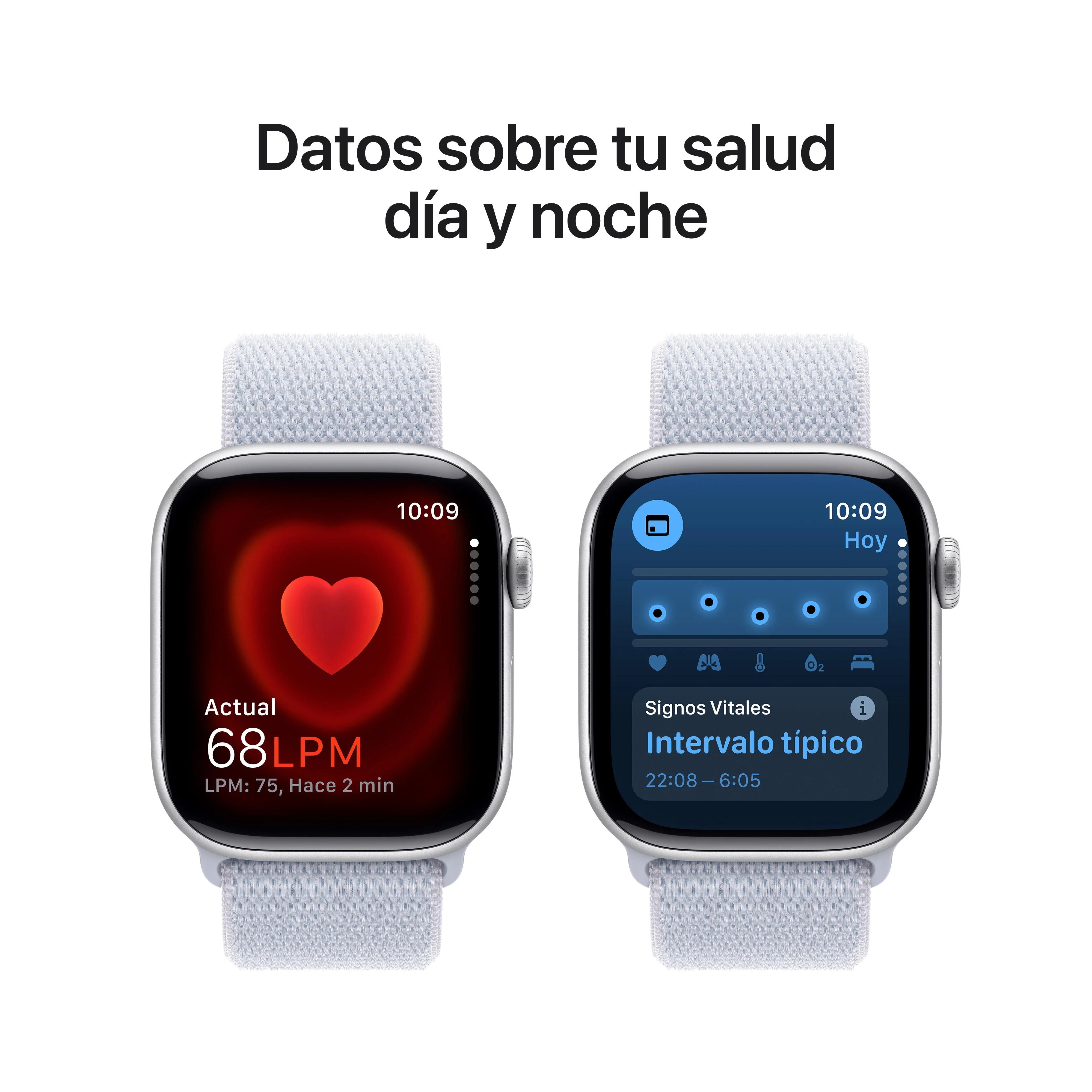 Apple Watch Series 10 GPS • Caja de aluminio color plata de 42 mm • Correa loop deportiva azul nube - Image 5