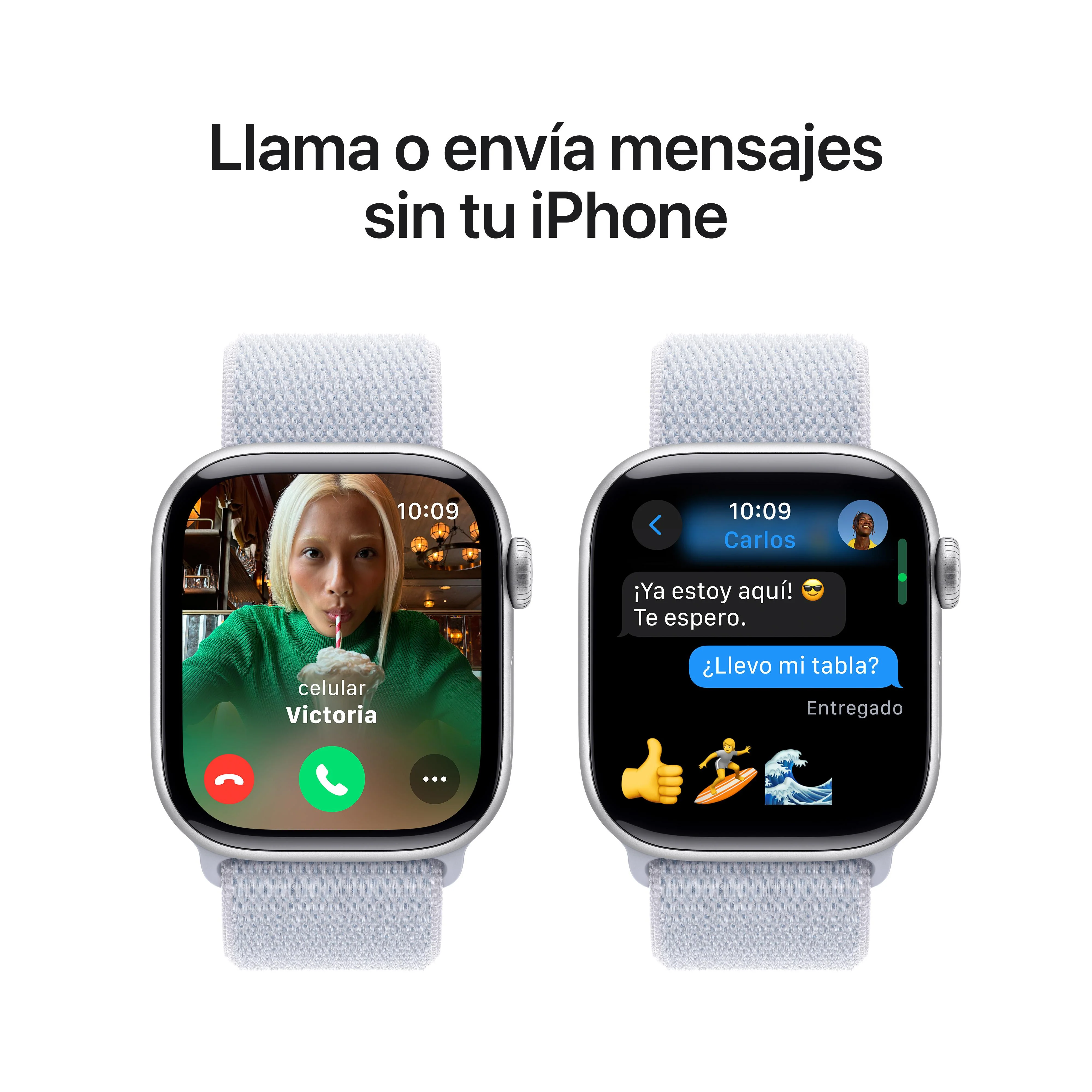Apple Watch Series 10 GPS • Caja de aluminio color plata de 42 mm • Correa loop deportiva azul nube - Image 7