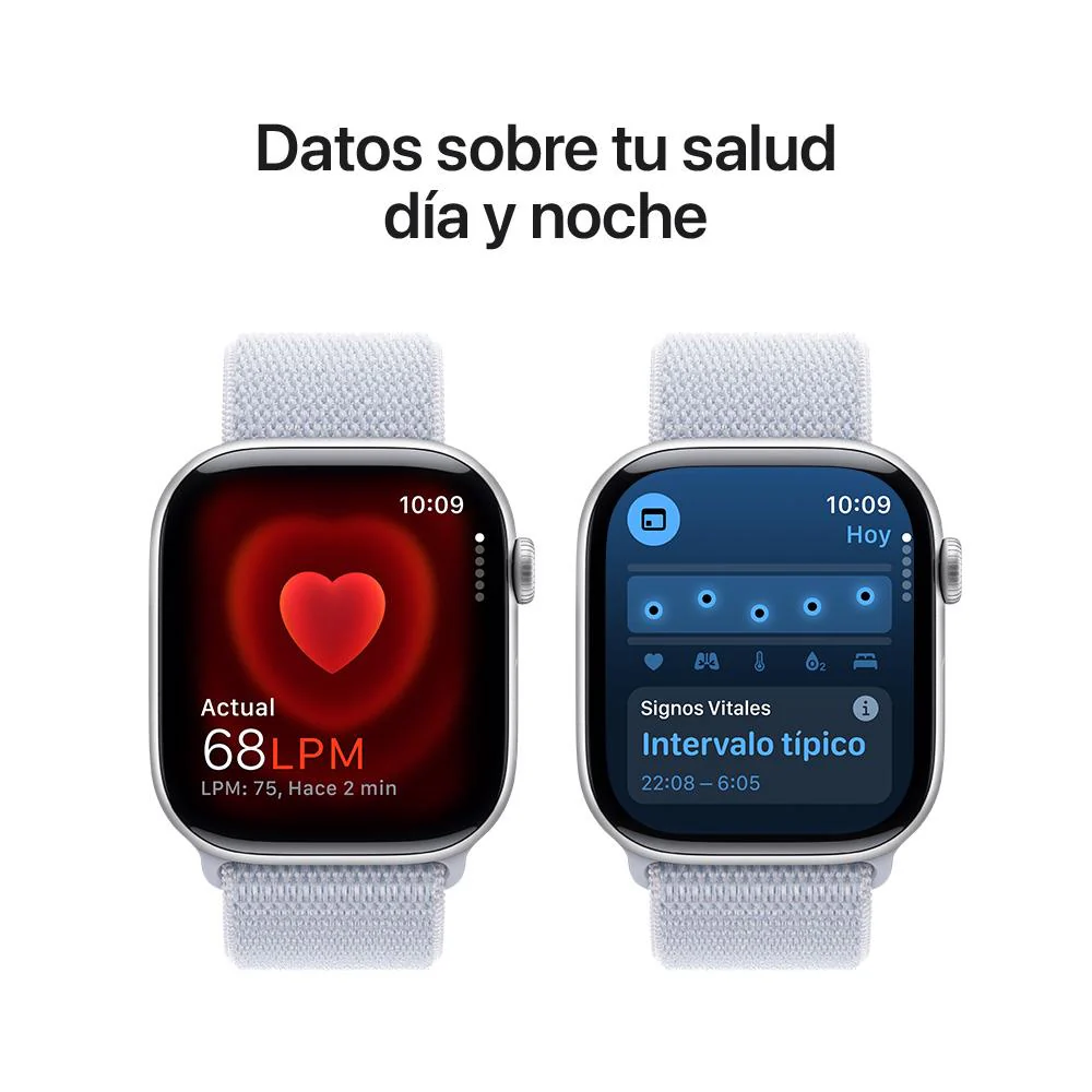 Apple Watch Series 10 GPS • Caja de aluminio color plata de 46 mm • Correa loop deportiva azul nube - Image 5