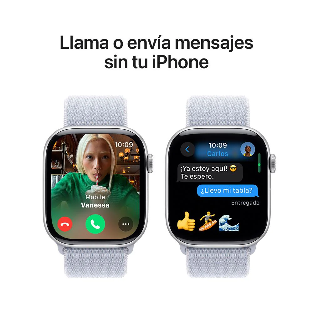 Apple Watch Series 10 GPS • Caja de aluminio color plata de 46 mm • Correa loop deportiva azul nube - Image 7