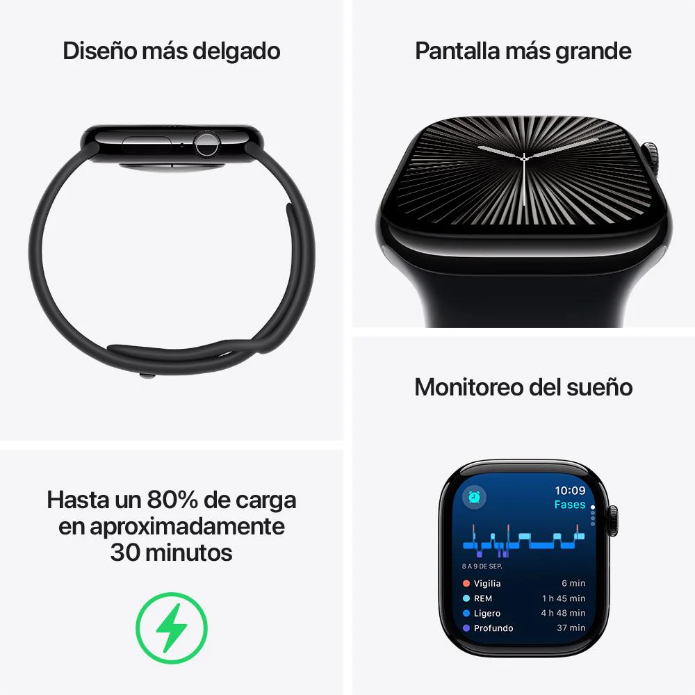 Apple Watch Series 10 GPS • Caja de aluminio color oro rosa de 46 mm • Correa loop deportiva color ciruela - Image 3