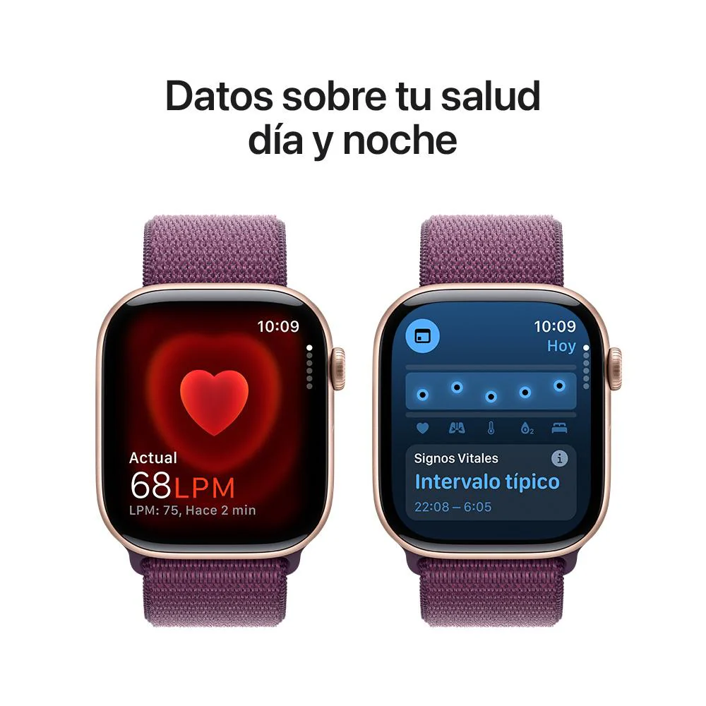Apple Watch Series 10 GPS • Caja de aluminio color oro rosa de 46 mm • Correa loop deportiva color ciruela - Image 5