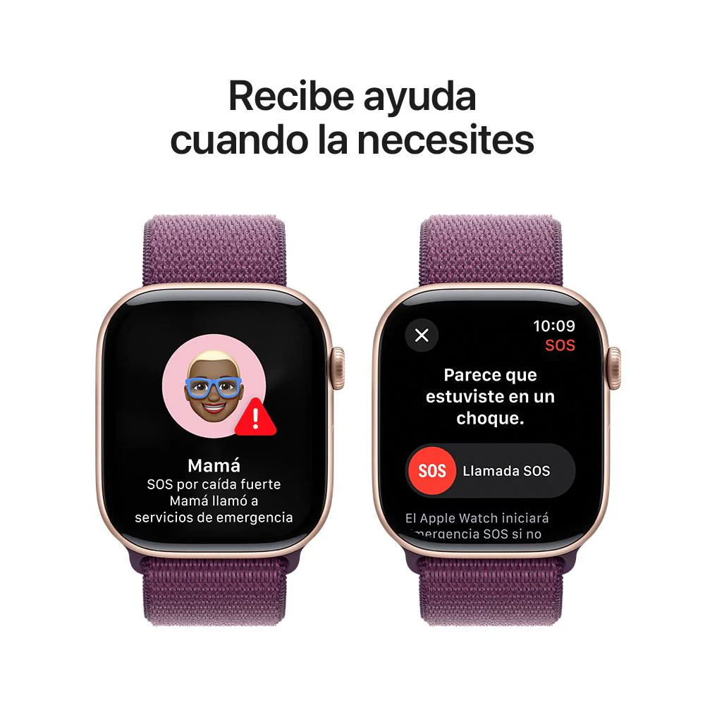 Apple Watch Series 10 GPS • Caja de aluminio color oro rosa de 46 mm • Correa loop deportiva color ciruela - Image 6