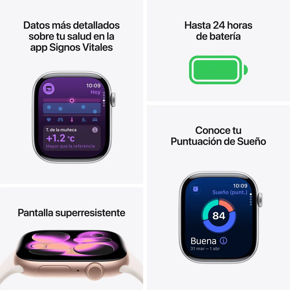 Apple Watch Series 11 GPS • Caja de aluminio color oro rosa de 42 mm • Correa deportiva rosa rubor – S/M - Image 3