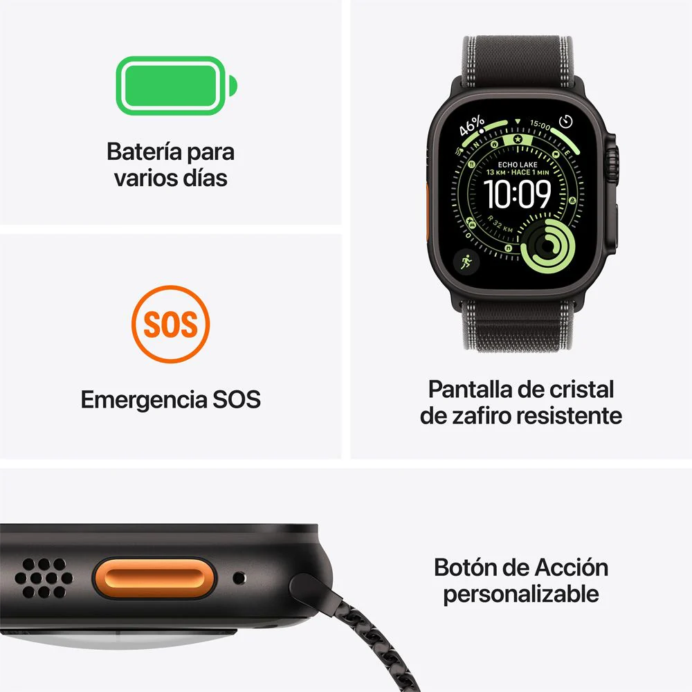 Apple Watch Ultra 3 GPS + Cellular • Caja de titanio natural de 49 mm • Correa Alpine azul claro - L - Image 3