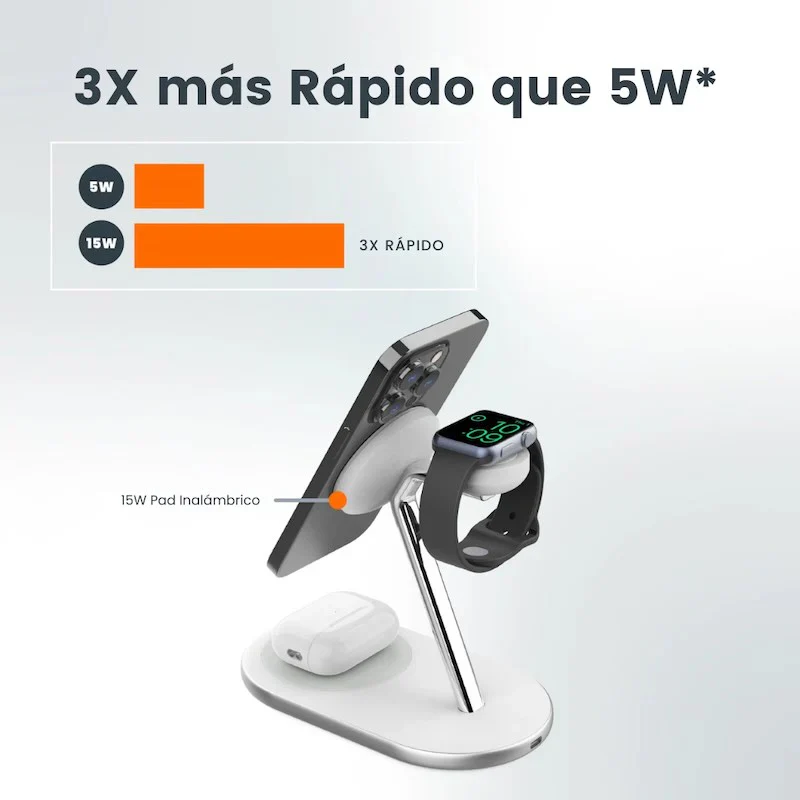 BASE DE CARGA VENTEV 3 EN 1 Qi2 15W MAGSAFE WHITE - Image 4
