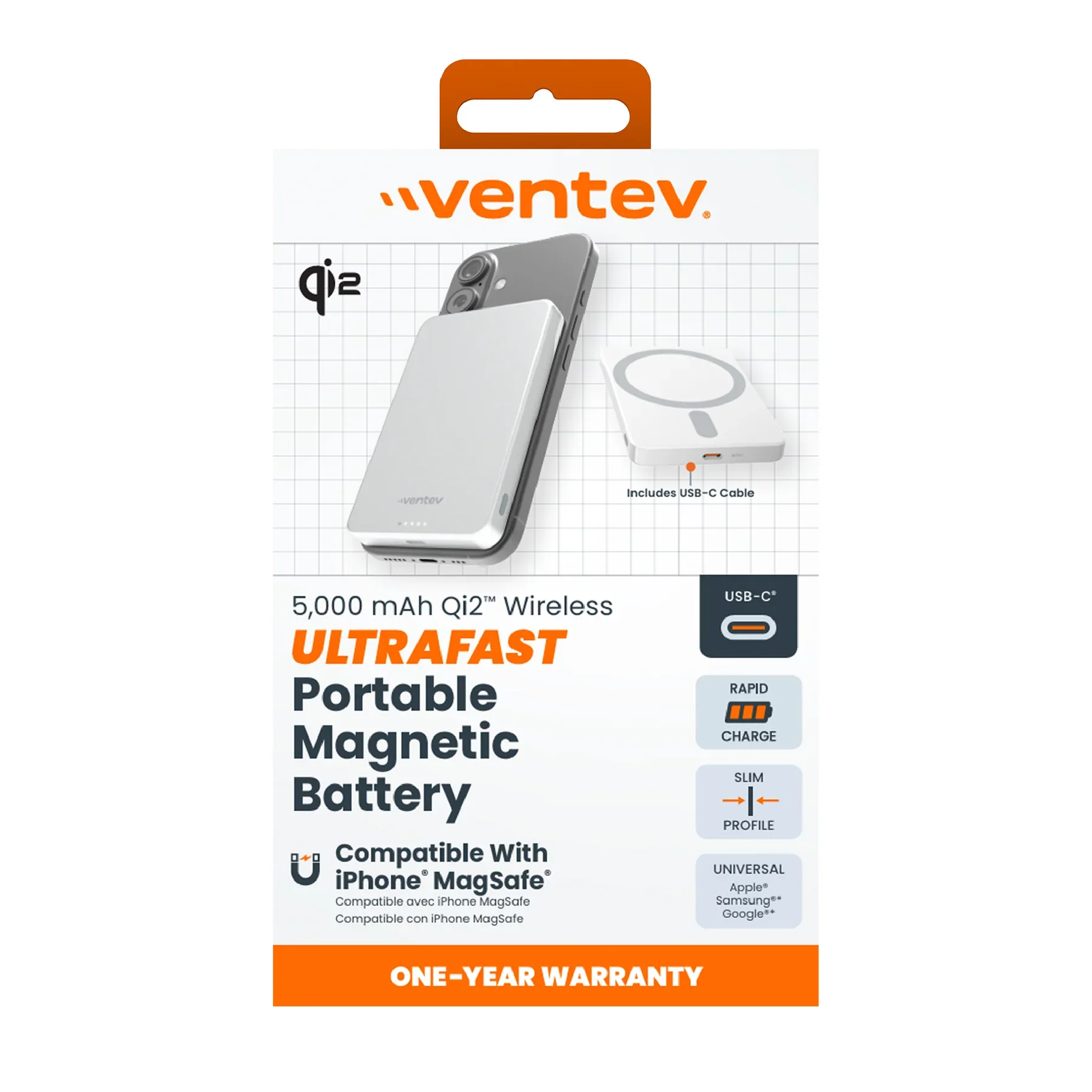 BATERIA VENTEV MAGSAFE PORTABLE 5000mAh Qi2 GREY - Image 2