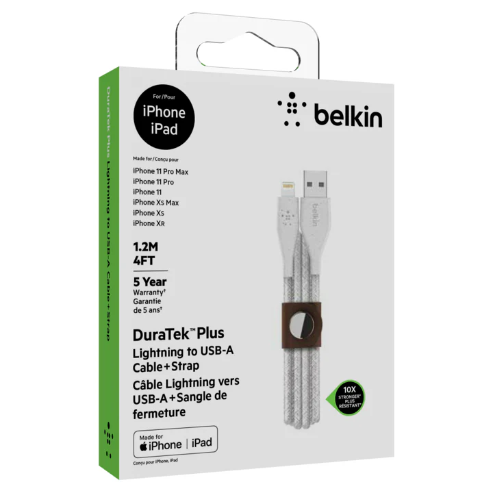CABLE BELKIN USB-A A LIGHTNING DURATEK 1.2M - WHITE - Image 5