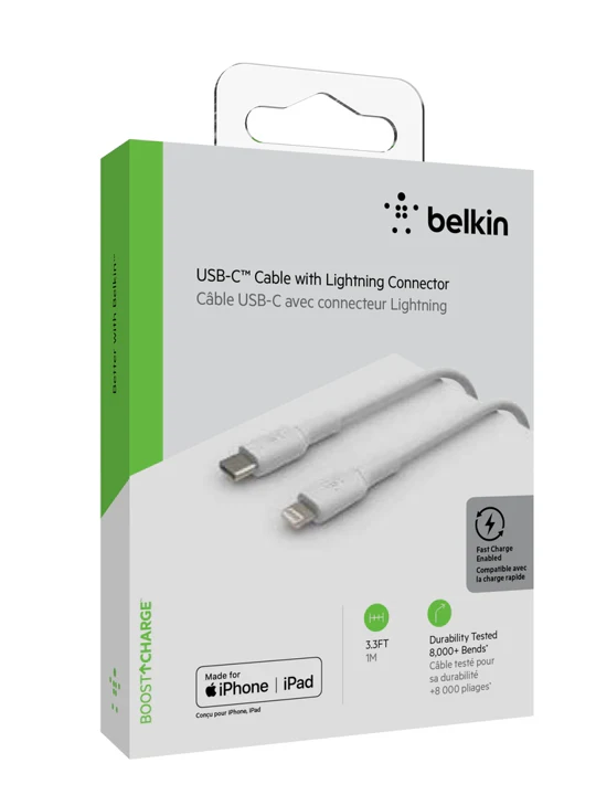 CABLE BELKIN USB-C A LIGHTNING 1M - WHITE - Image 5