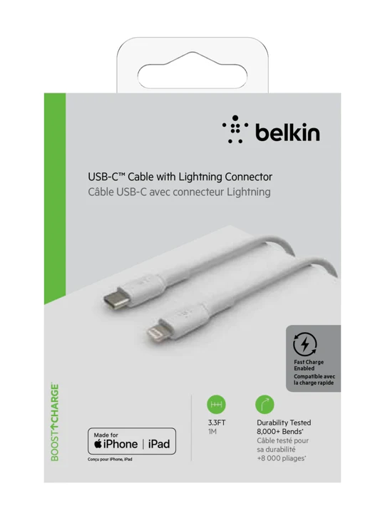 CABLE BELKIN USB-C A LIGHTNING 1M - WHITE - Image 6