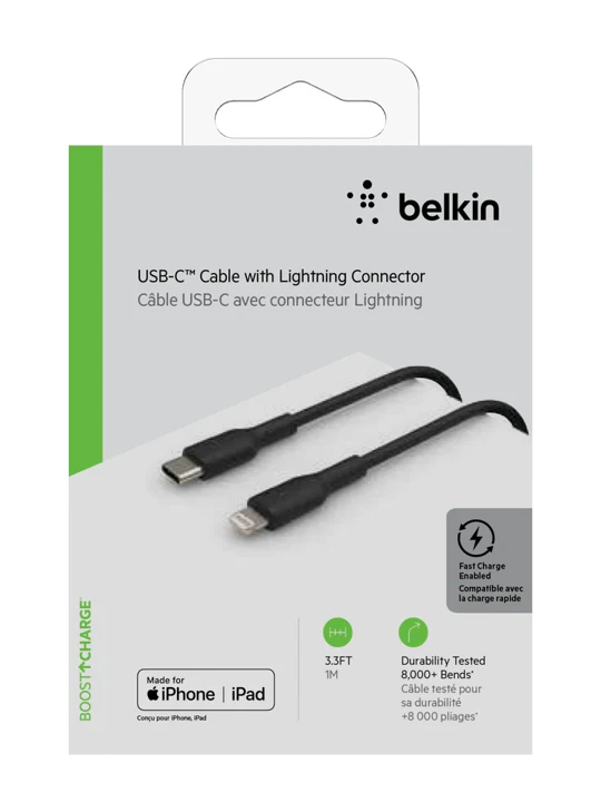 CABLE BELKIN USB-C A LIGHTNING 1M - BLACK - Image 7