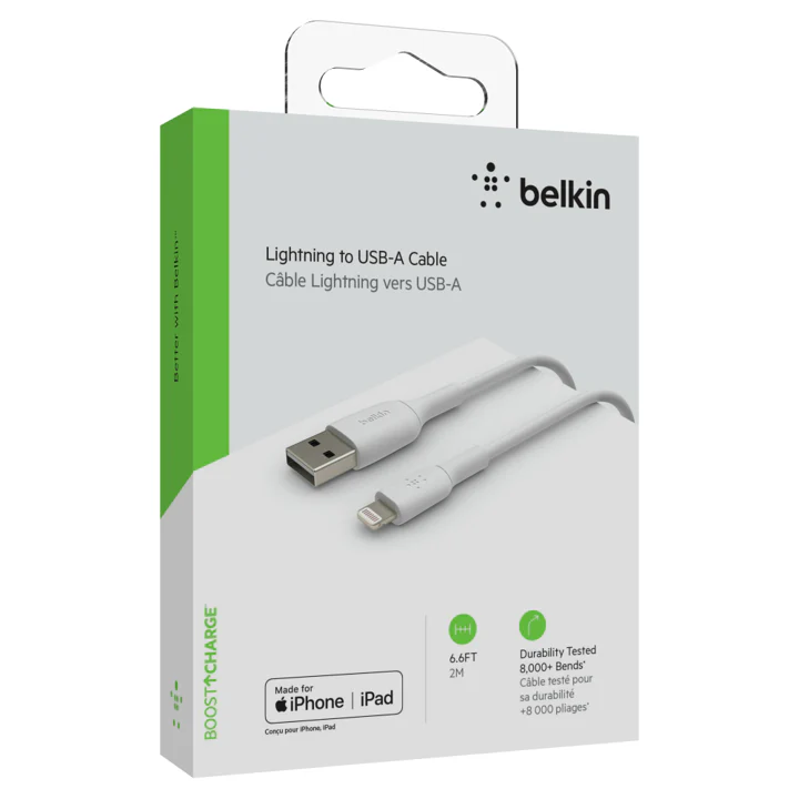 CABLE BELKIN USB-A A LIGHTNING 2M - WHITE - Image 4