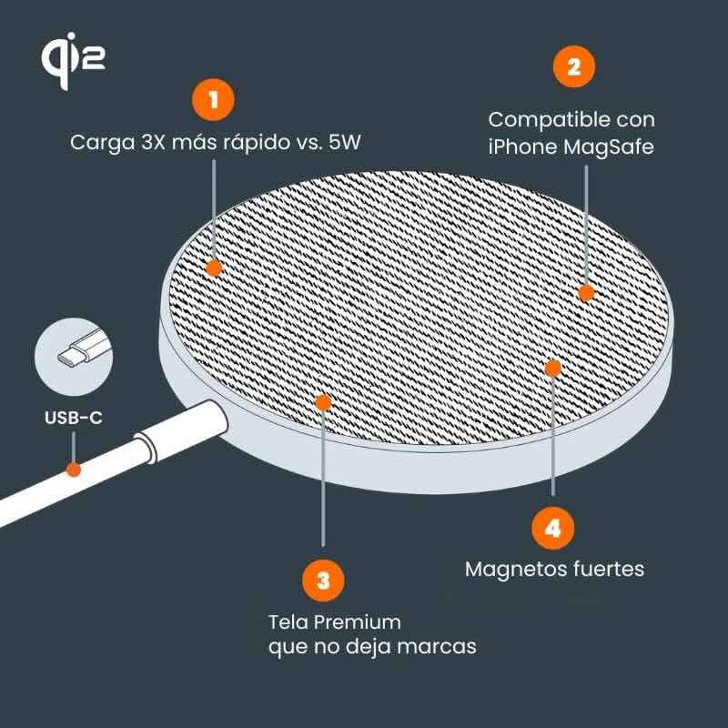 CABLE DE CARGA VENTEV CON MAGSAFE Qi2 15W GREY - Image 3