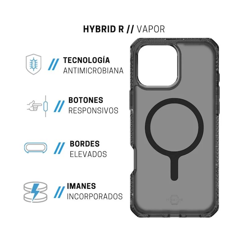 CASE ITSKINS HYBRID R VAPOR MAGSAFE IPHONE 16 PRO MAX SMOKE - Image 5