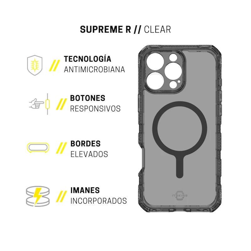 CASE ITSKINS SUPREME R CLEAR MAGSAFE IPHONE 16 PRO MAX BLACK - Image 4