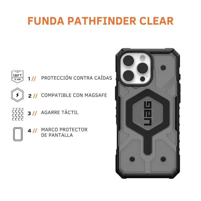CASE UAG PATHFINDER CLEAR MAGSAFE IPHONE 16 PRO MAX  BLACK - Image 3