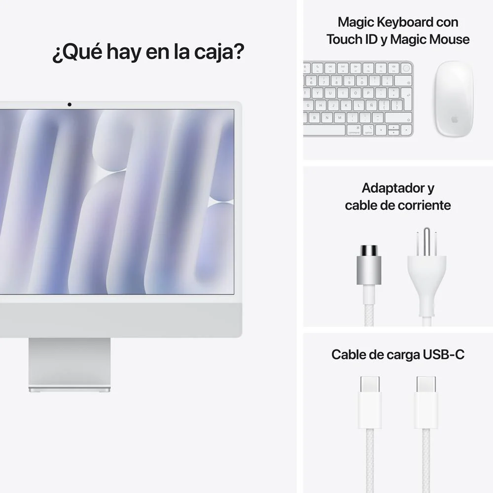 iMac con pantalla Retina 4,5K de 24 pulgadas: Chip M4 de Apple con CPU de 10 núcleos y GPU de 10 núcleos, 256 GB SSD - Plata - Image 9