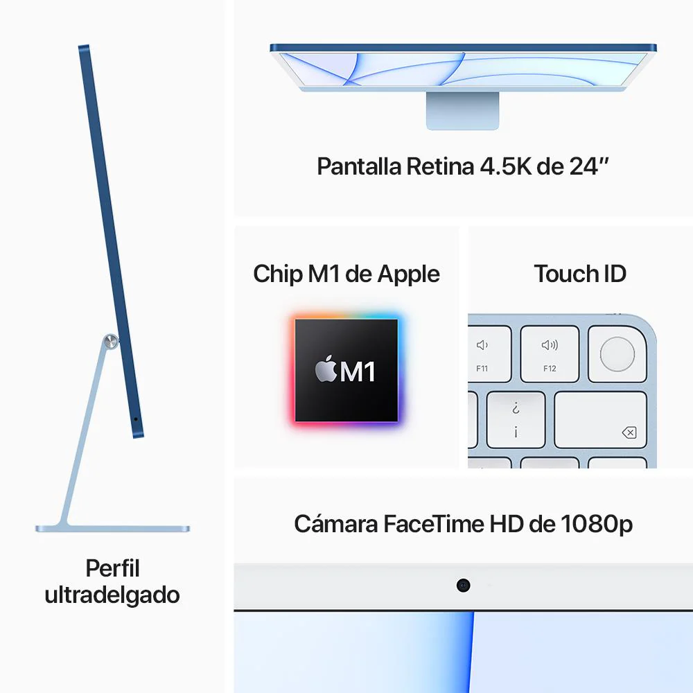 iMac con pantalla Retina 4,5K de 24 pulgadas: Chip M1 de Apple con CPU de ocho núcleos y GPU de ocho núcleos, 512 GB SSD - Verde - Image 6
