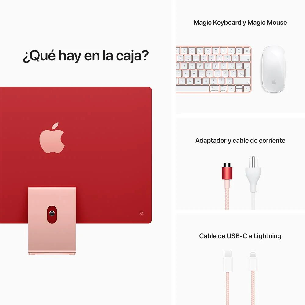 iMac con pantalla Retina 4,5K de 24 pulgadas: Chip M1 de Apple con CPU de ocho núcleos y GPU de siete núcleos, 256 GB SSD - Rosa - Image 9