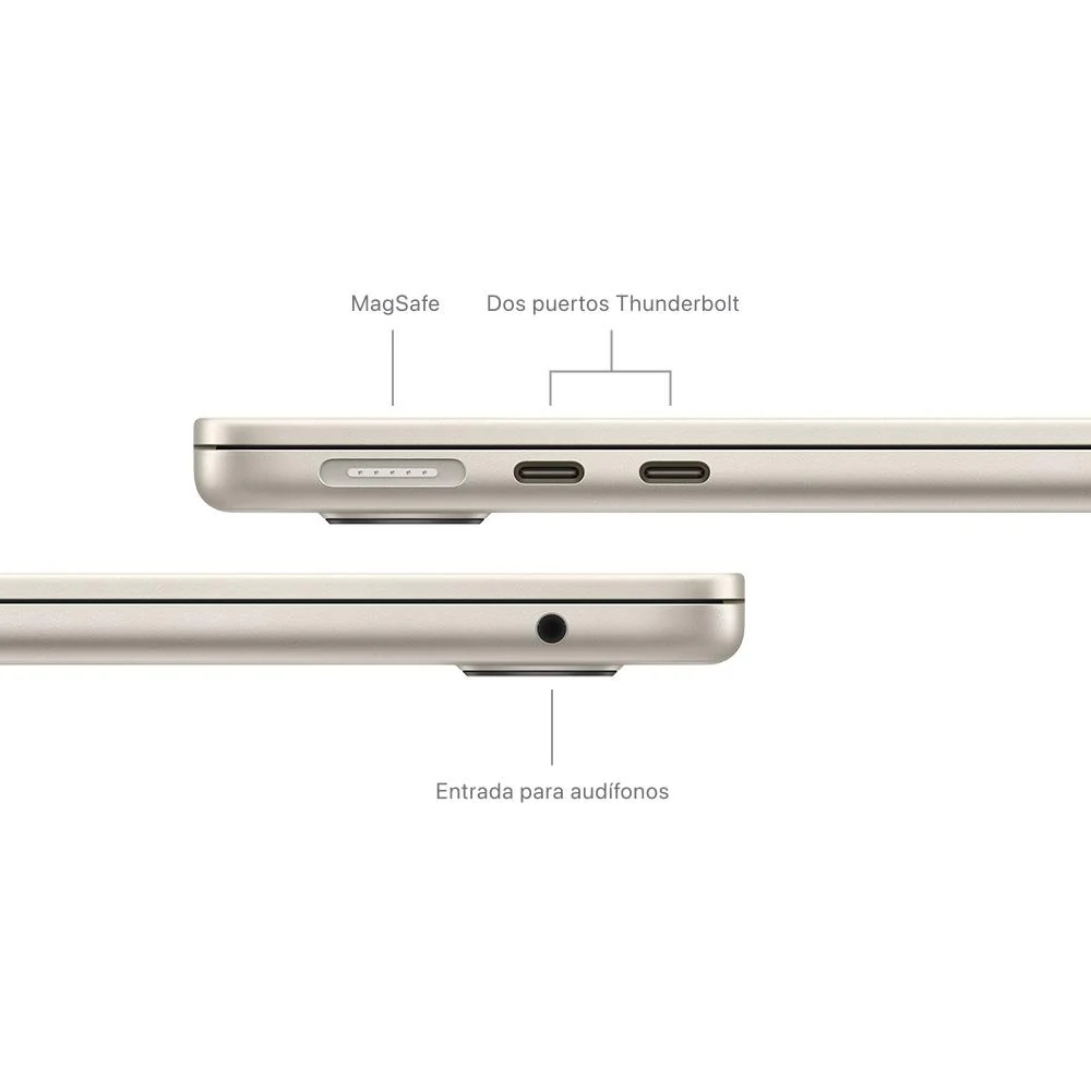 MacBook Air de 13 pulgadas: Chip M3 de Apple con CPU de 8 núcleos y GPU de 10 núcleos, 512 GB SSD - Blanco estrella - Image 7
