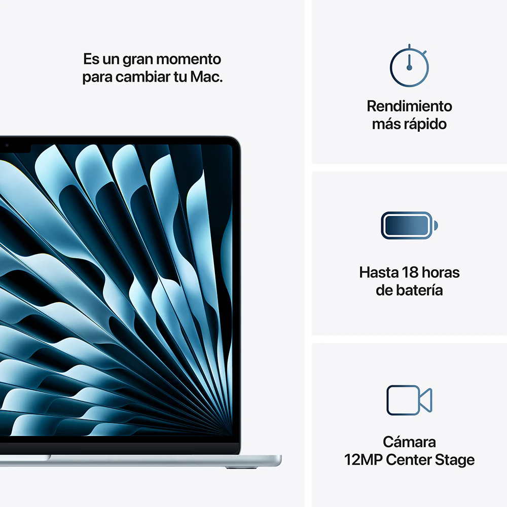 MacBook Air de 15 pulgadas: Chip M4 de Apple con CPU de 10 núcleos y GPU de 10 núcleos, 256 GB SSD - Azul cielo - Image 10