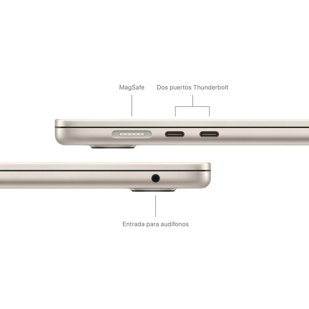 MacBook Air de 15 pulgadas: Chip M3 de Apple con CPU de 8 núcleos y GPU de 10 núcleos, 512 GB SSD - Blanco estrella - Image 7