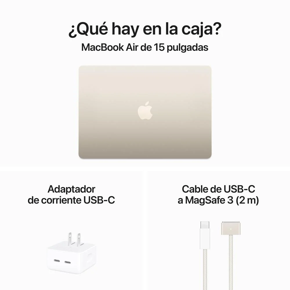 MacBook Air de 15 pulgadas: Chip M3 de Apple con CPU de 8 núcleos y GPU de 10 núcleos, 512 GB SSD - Blanco estrella - Image 9