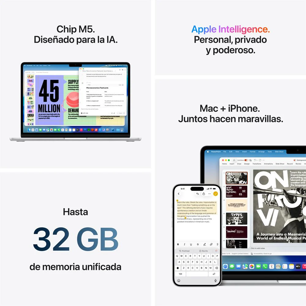 MacBook Air de 15 pulgadas: Chip M5 de Apple con CPU de 10 núcleos y GPU de 10 núcleos, 1 TB SSD - Azul medianoche - Image 8