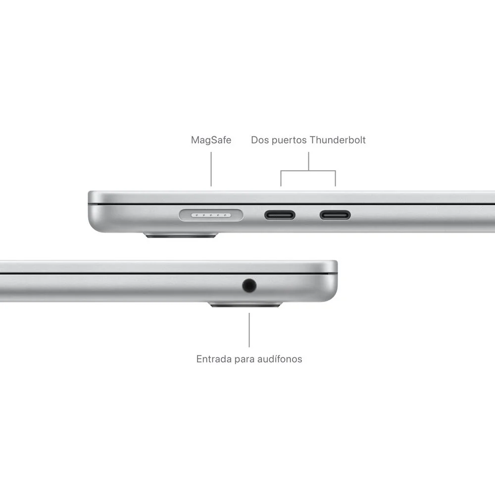 MacBook Air de 15 pulgadas: Chip M3 de Apple con CPU de 8 núcleos y GPU de 10 núcleos, 256 GB SSD - Plata - Image 7