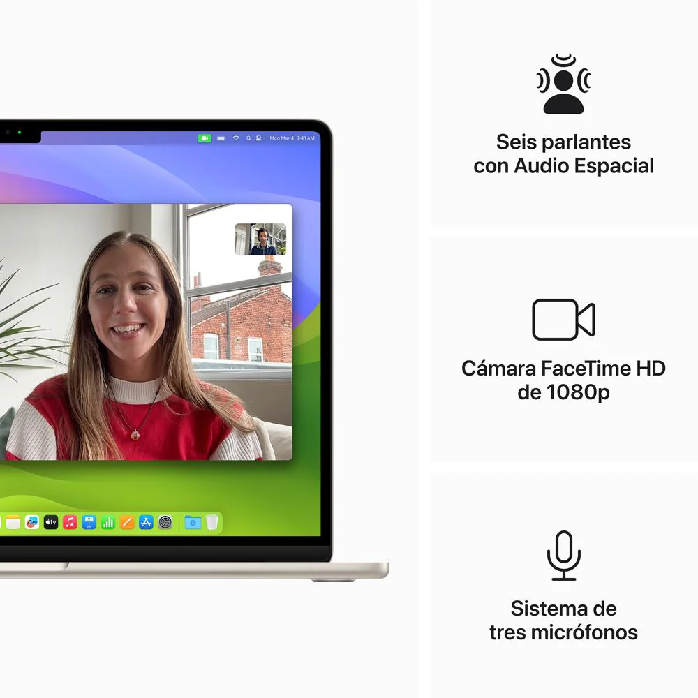MacBook Air de 15 pulgadas: Chip M3 de Apple con CPU de 8 núcleos y GPU de 10 núcleos, 256 GB SSD - Blanco estrella - Image 6
