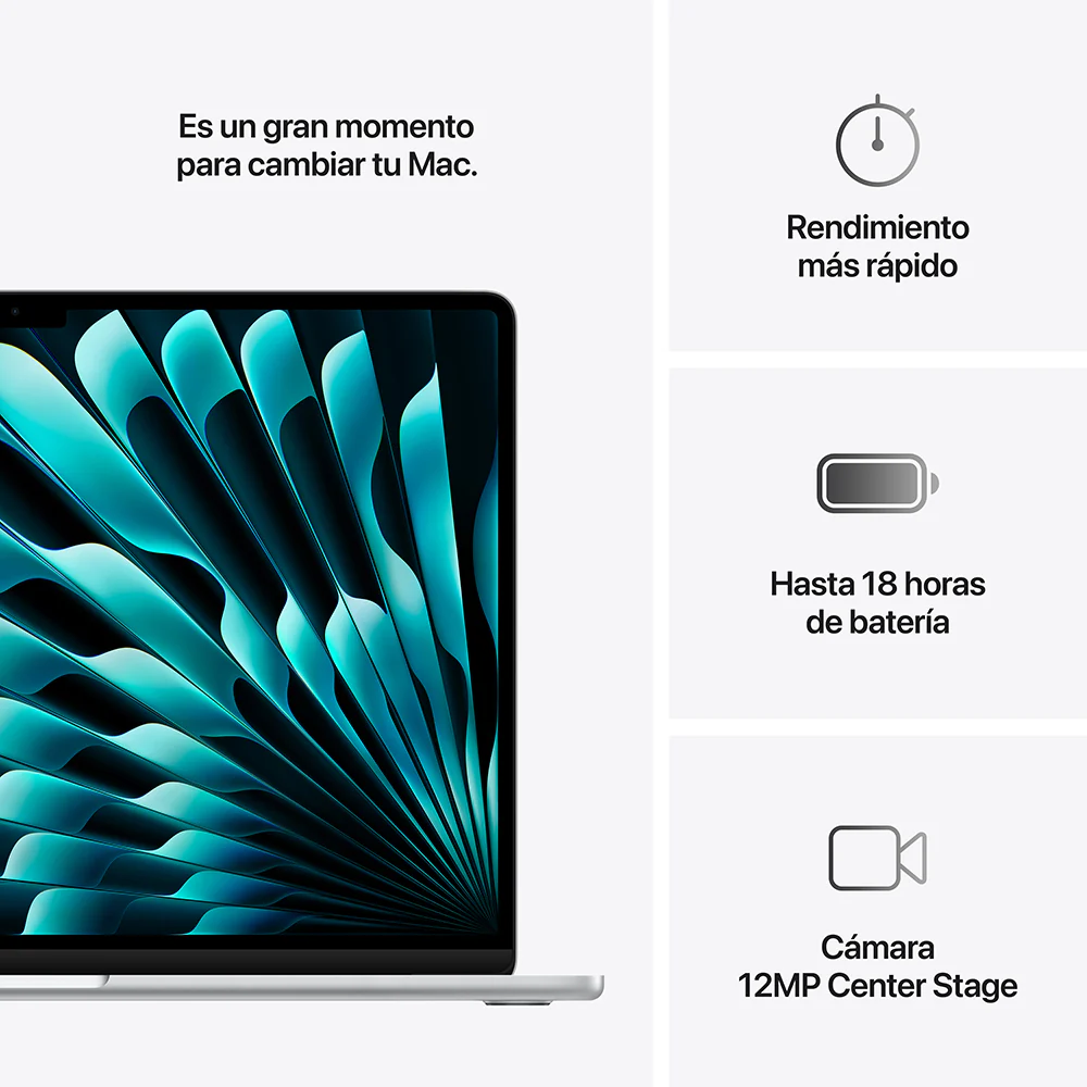 MacBook Air de 15 pulgadas: Chip M4 de Apple con CPU de 10 núcleos y GPU de 10 núcleos, 512 GB SSD - Plata - Image 10