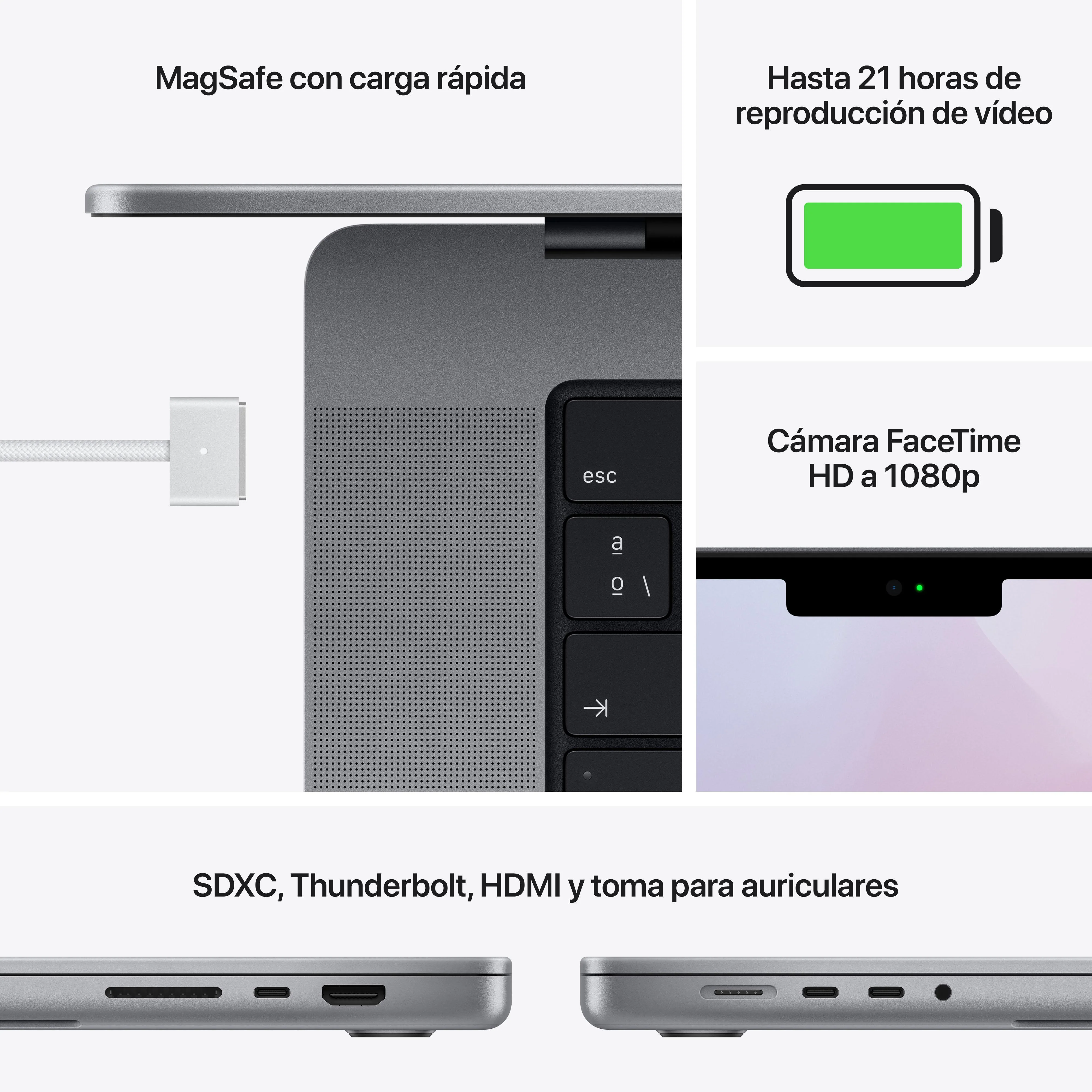 MacBook Pro de 16 pulgadas: Chip M1 Pro de Apple con CPU de diez núcleos y GPU de dieciséis núcleos, 512 GB SSD - Gris espacial - Image 7